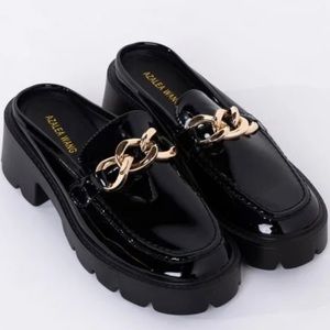 Akira Faux leather Black Mules